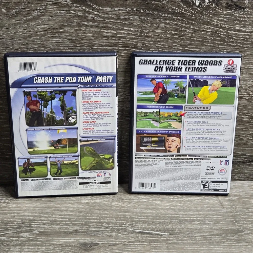 Tiger Woods PGA Tour 2001 + 2005 Sony PlayStation2 PS2 Game Lot  Complete Tested